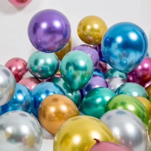 Balony lateksowe w kolorze metalicznego chromu o średnicy 10 cali