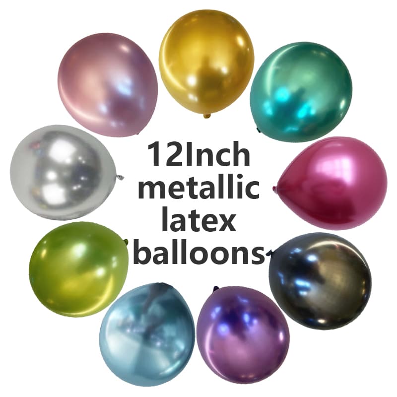 Balony lateksowe w kolorze metalicznego chromu o średnicy 12 cali