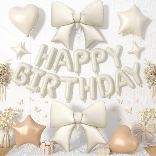 Zestaw urodzinowy z balonami w kształcie kokardki