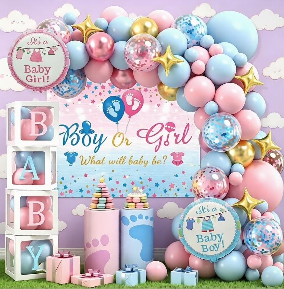 Zestaw w kształcie balonu z girlandą na baby shower, neutralny pod względem płci