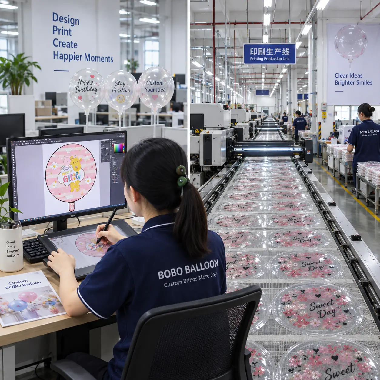 Custom Printed Bobo Balloon sample and production at Borun Balloon Factory