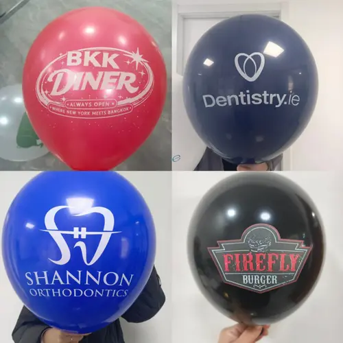 Wielokolorowe balony z logo